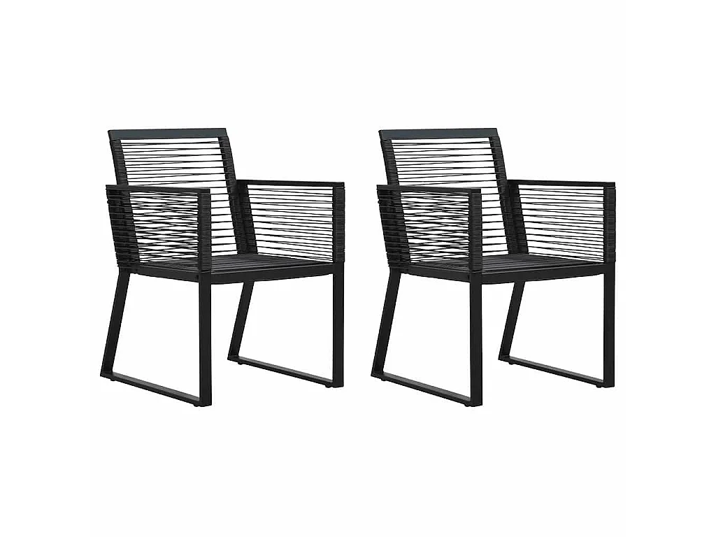 3-tlg. Garten-Essgruppe PVC Rattan Schwarz
