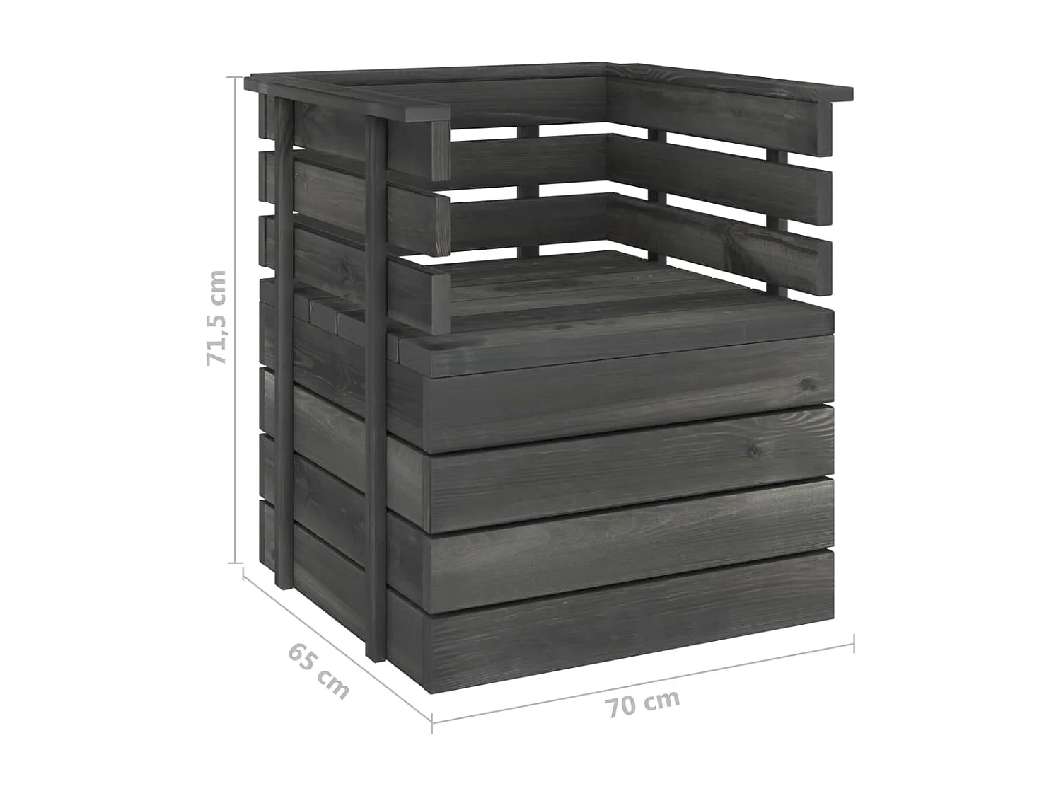 Salon palette de jardin 5 pcs Bois de pin massif Gris foncé