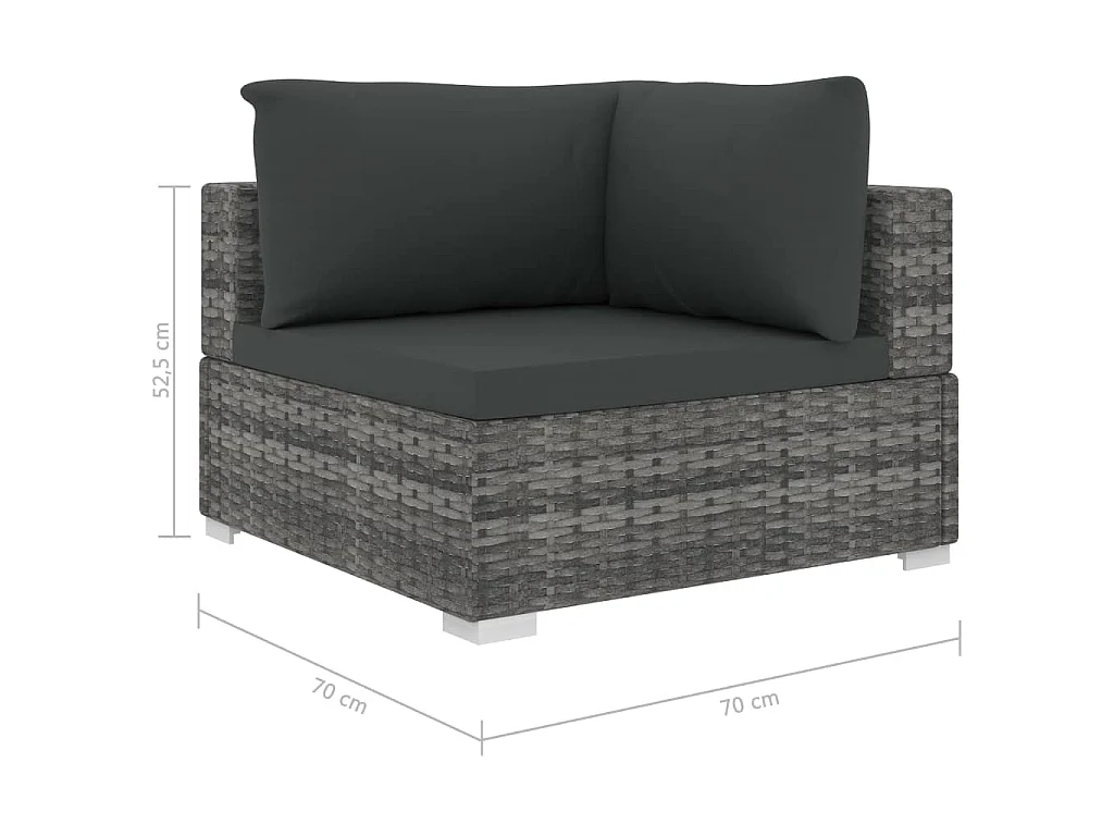 Set Divani da Giardino 5 pz con Cuscini in Polyrattan Grigio