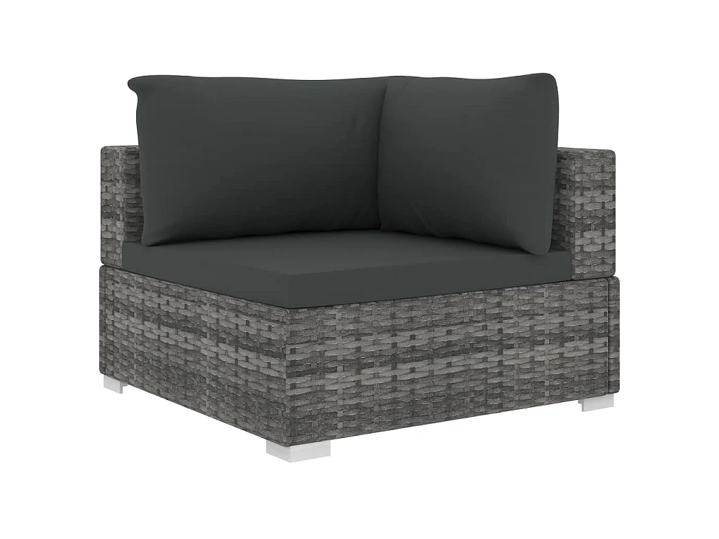 Set Divani da Giardino 5 pz con Cuscini in Polyrattan Grigio