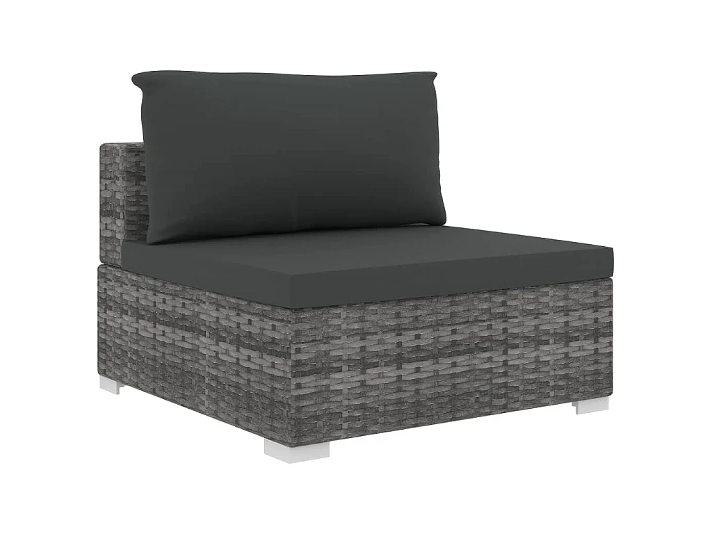 Set Divani da Giardino 5 pz con Cuscini in Polyrattan Grigio