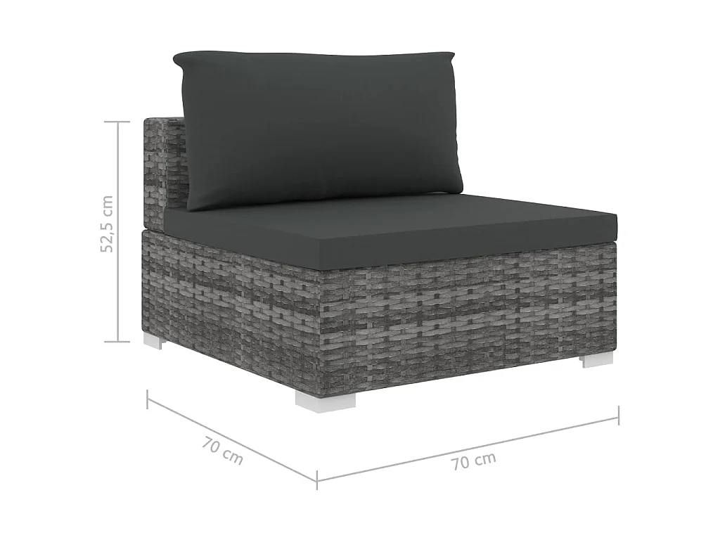 Set Divani da Giardino 5 pz con Cuscini in Polyrattan Grigio
