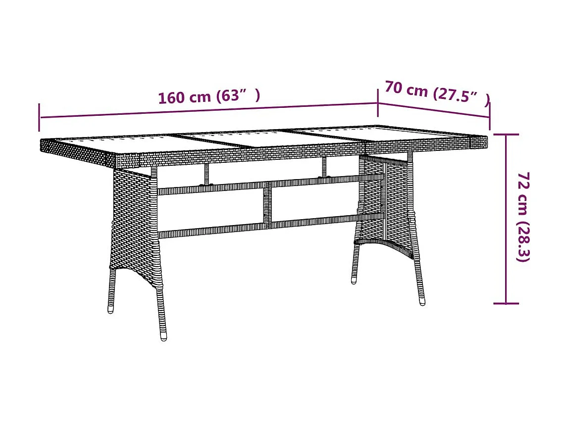 7-tlg. Garten-Essgruppe Poly Rattan Schwarz