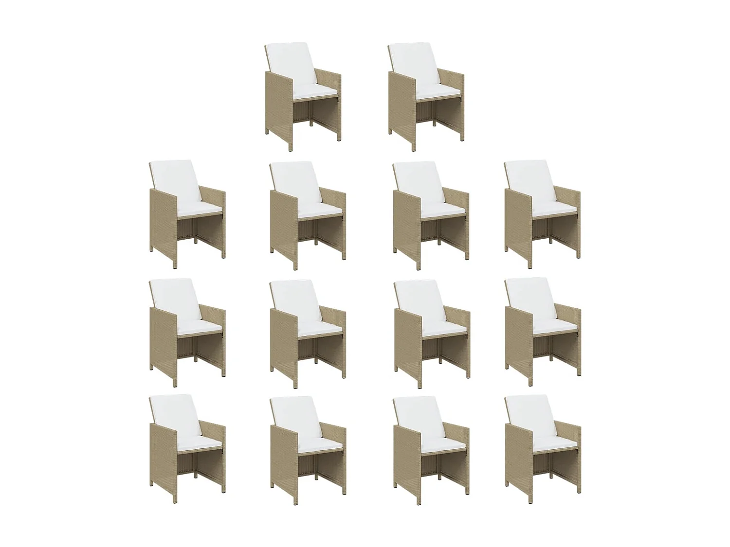 Ensemble à manger de jardin coussins 15pcs Résine tressée Beige