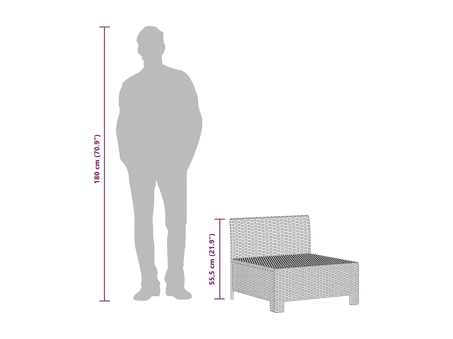 Canapé de jardin 2 places avec coussins Gris Résine tressée