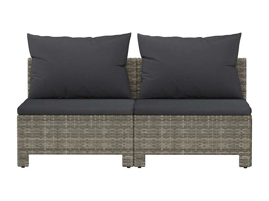 Canapé de jardin 2 places avec coussins Gris Résine tressée