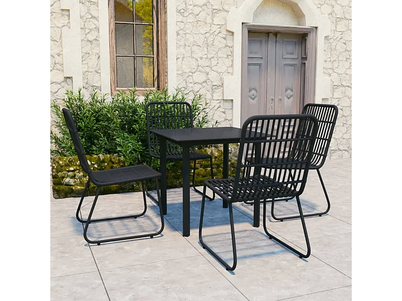 5-delige Tuinset poly rattan en glas