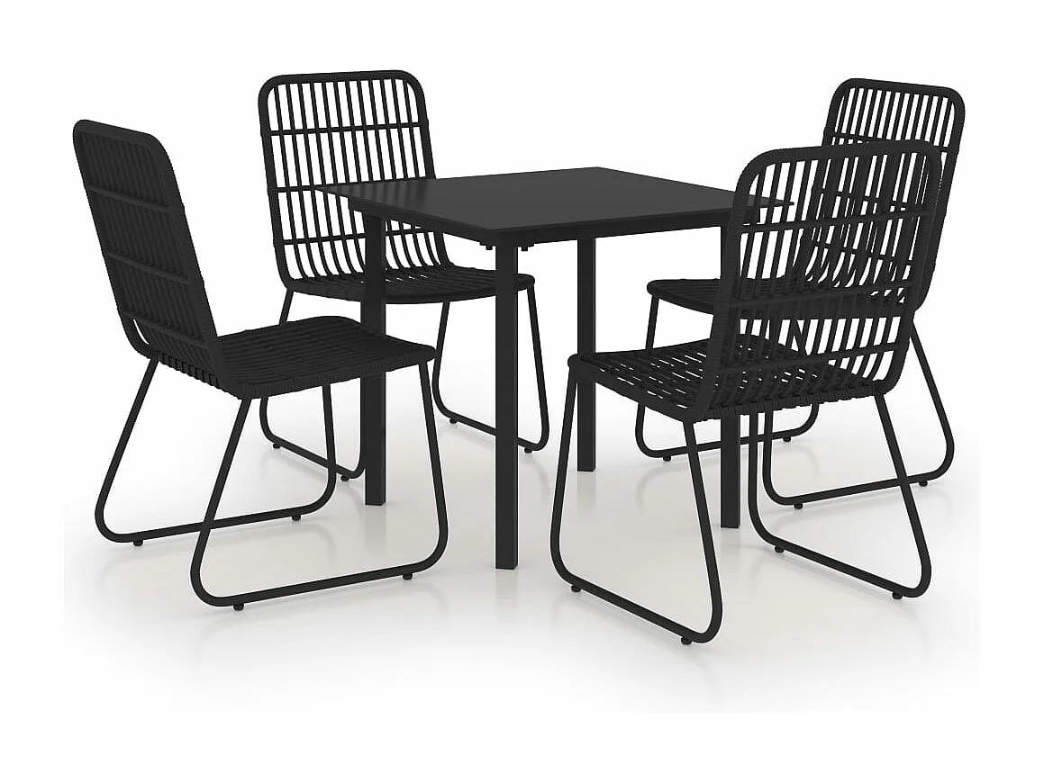 Ensemble à manger d'extérieur 5 pcs résine tressée et verre