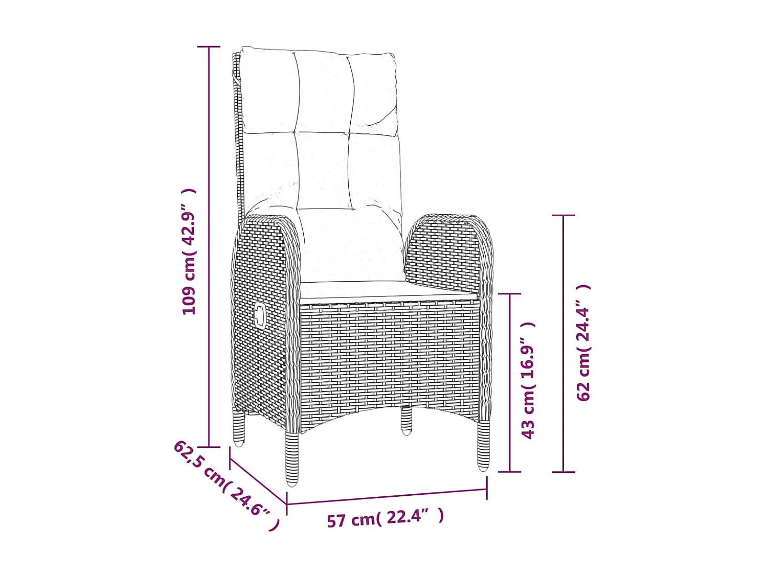 Set de muebles de jardín 3 pzas y cojines ratán sintético gris