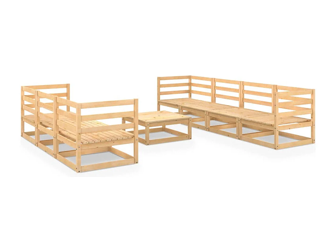 Salon de jardin 8 pcs bois de pin massif