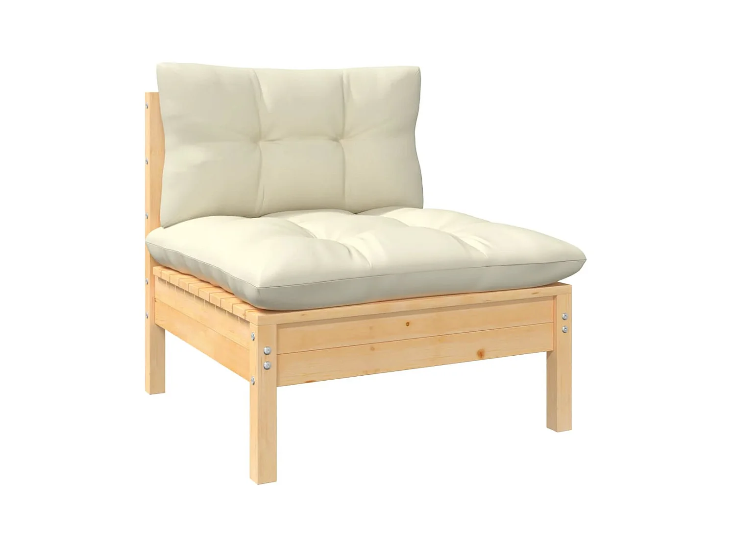 Set Divani da Giardino 13 pz con Cuscini Crema Massello di Pino