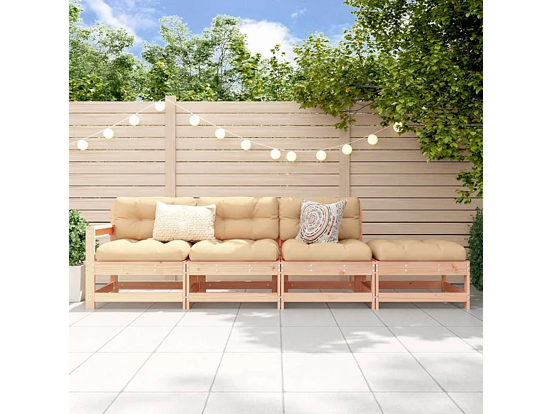 4-tlg. Garten-Lounge-Set Massivholz Kiefer