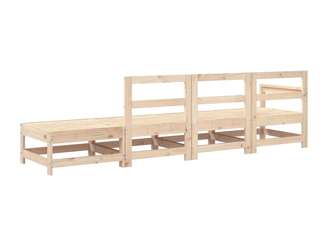 4-delige Loungeset massief grenenhout