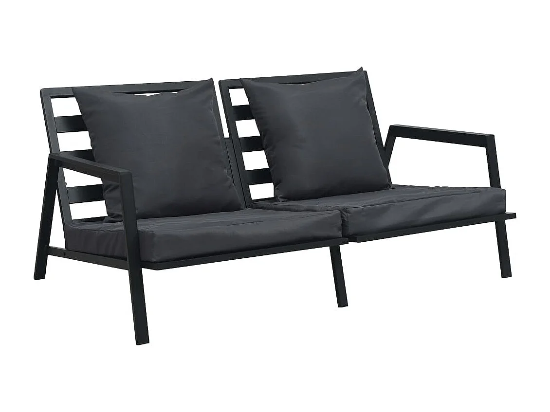 Set Divani da Giardino 5 pz con Cuscini Alluminio Grigio Scuro