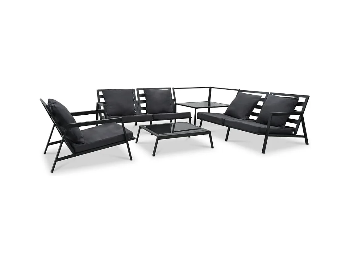 Salon de jardin 5 pcs avec coussins Aluminium Gris foncé