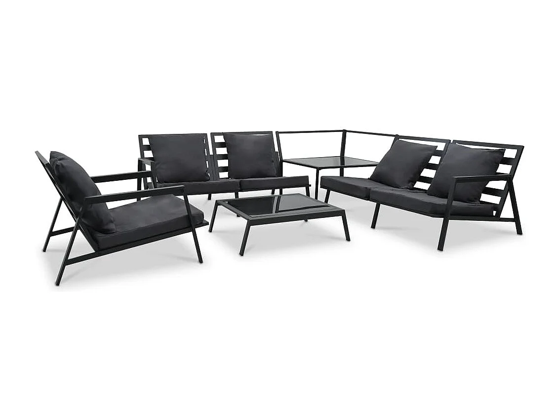 5-tlg. Garten-Lounge-Set mit Auflagen Aluminium Dunkelgrau