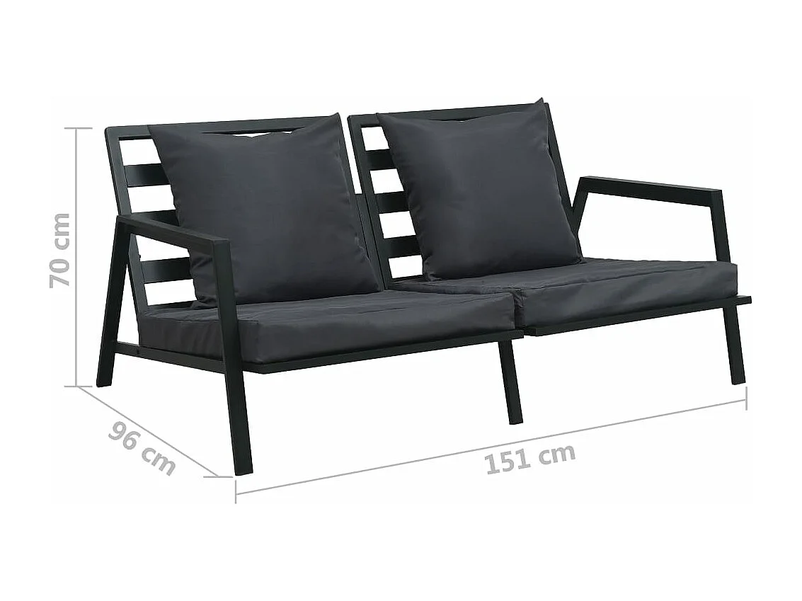 5-tlg. Garten-Lounge-Set mit Auflagen Aluminium Dunkelgrau