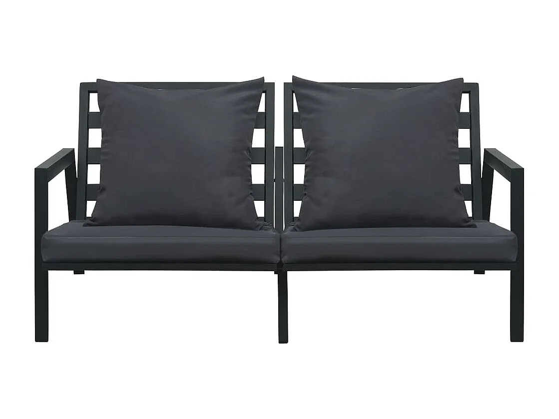 5-tlg. Garten-Lounge-Set mit Auflagen Aluminium Dunkelgrau