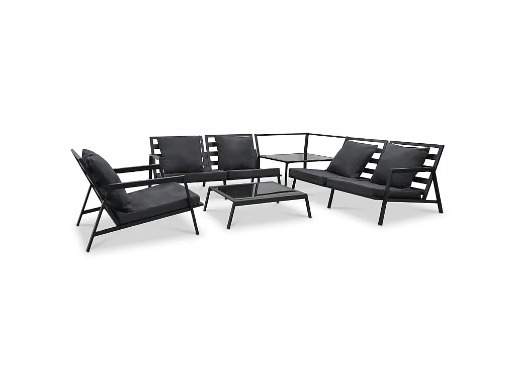 Set Divani da Giardino 5 pz con Cuscini Alluminio Grigio Scuro