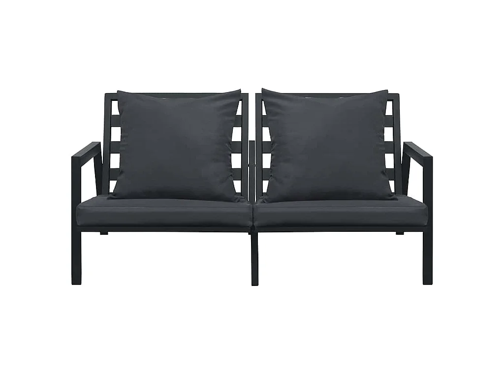 Set Divani da Giardino 5 pz con Cuscini Alluminio Grigio Scuro