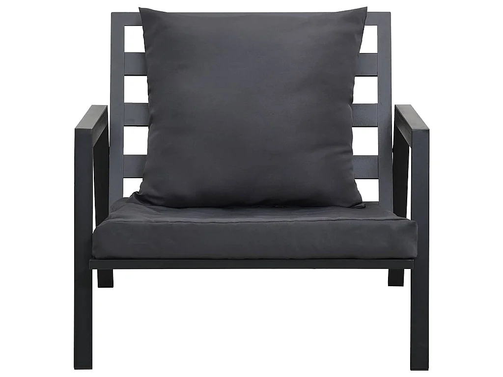 Set Divani da Giardino 5 pz con Cuscini Alluminio Grigio Scuro