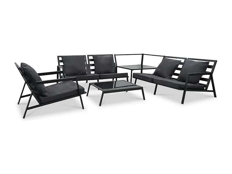 5-tlg. Garten-Lounge-Set mit Auflagen Aluminium Dunkelgrau