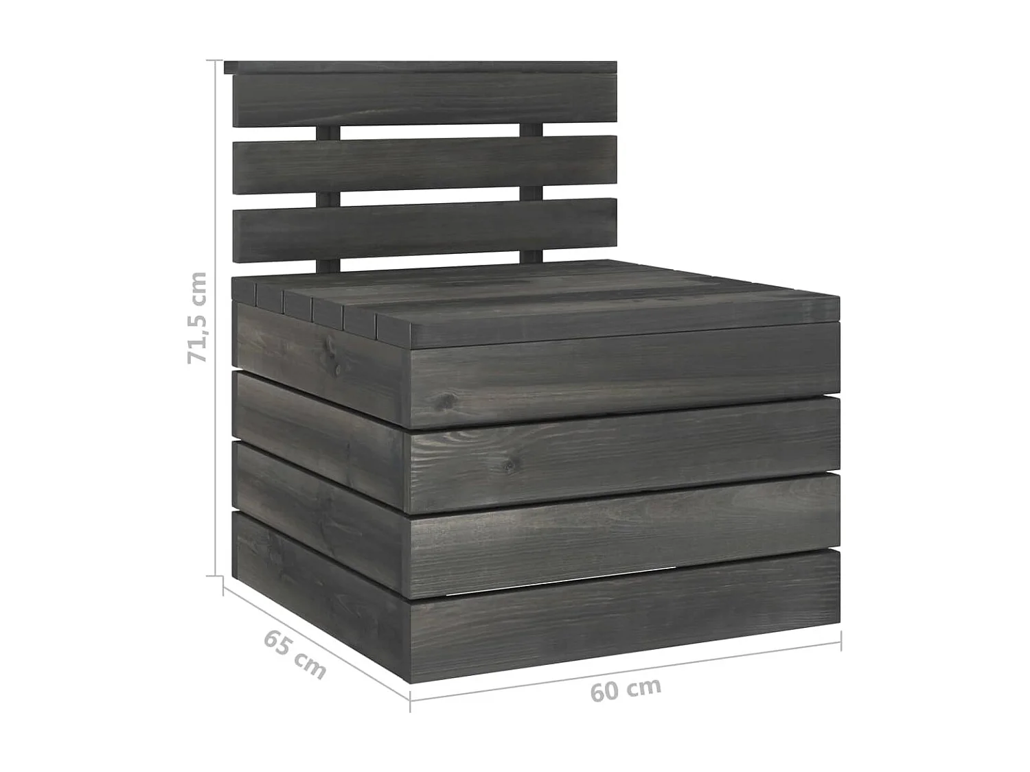 Salon de jardin palette 2 pcs Bois de pin massif Gris foncé