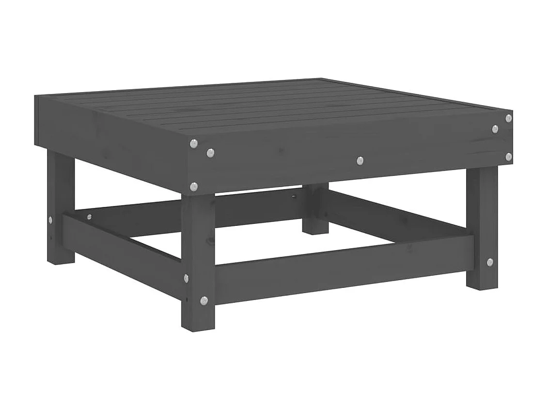 Salon de jardin 3 pcs gris bois massif de pin