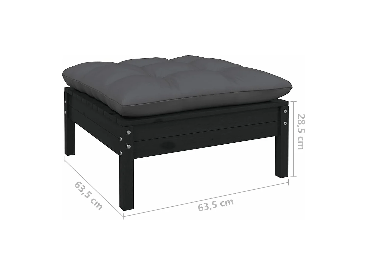 9 pcs conjunto lounge jardim c/ almofadões pinho maciço preto