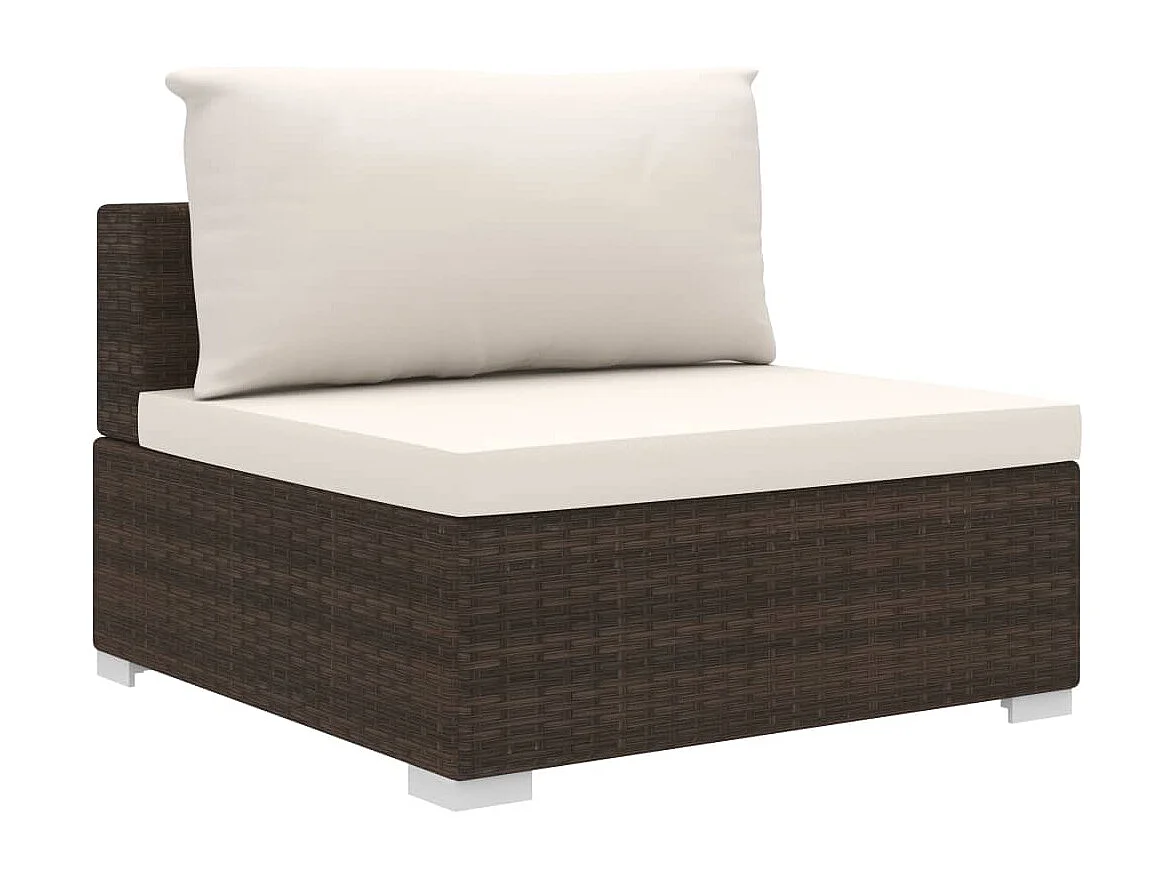 Set Divani da Giardino 5 pz con Cuscini in Polyrattan Marrone