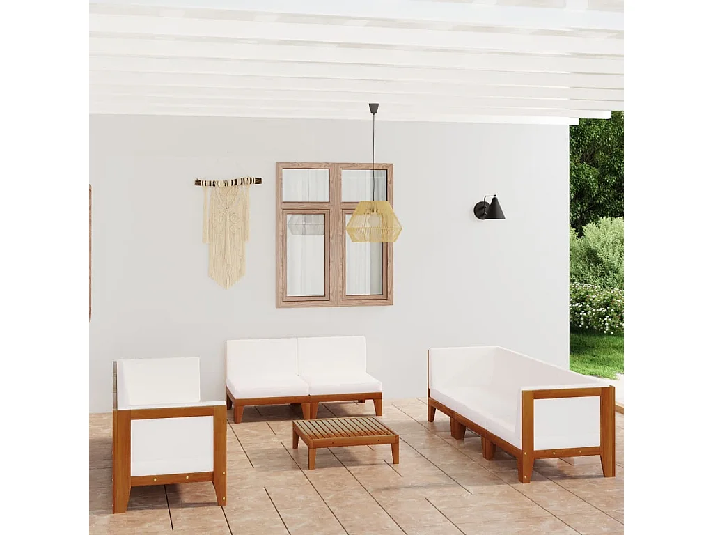 9-tlg. Garten-Lounge-Set mit Kissen Massivholz Akazie