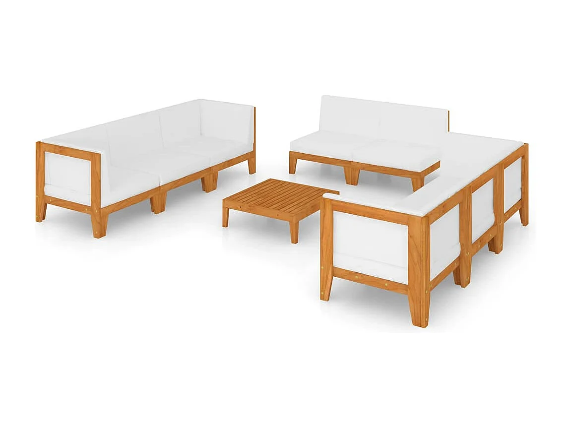 9-tlg. Garten-Lounge-Set mit Kissen Massivholz Akazie