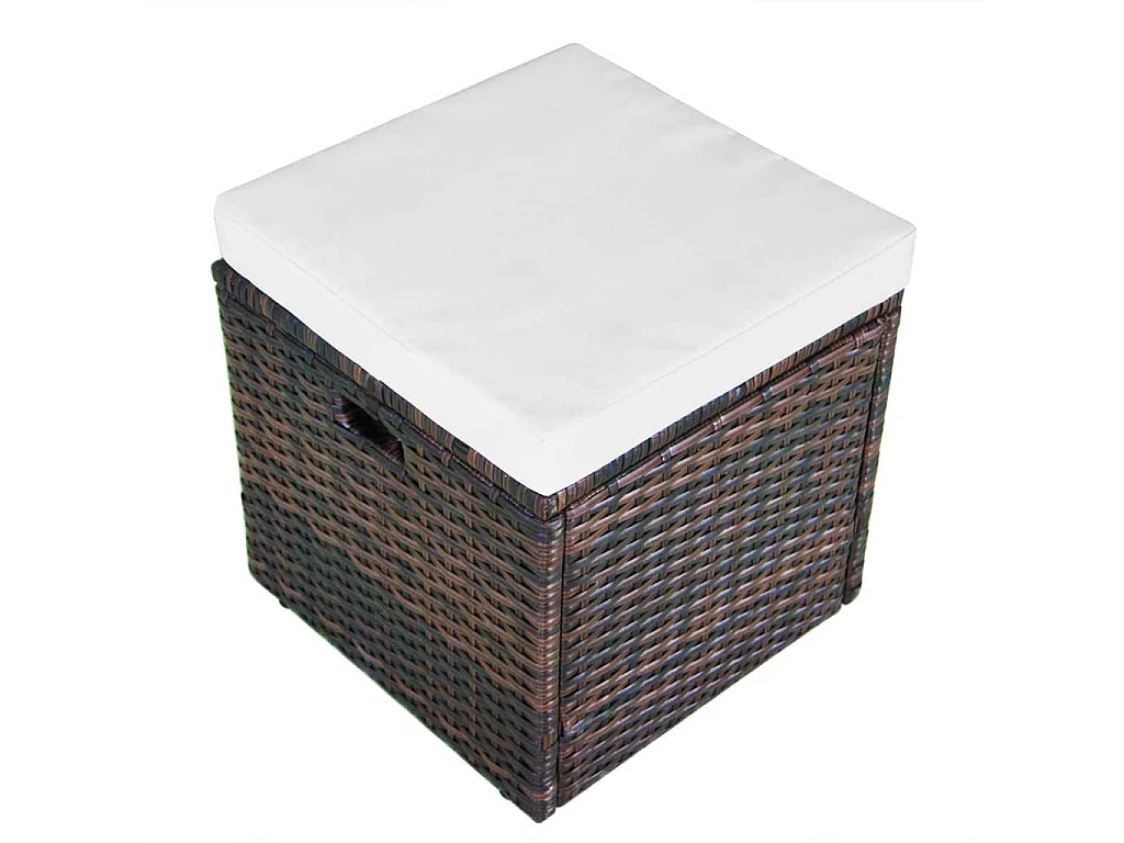 Set Divani da Giardino 4 pz con Cuscini in Polyrattan Marrone