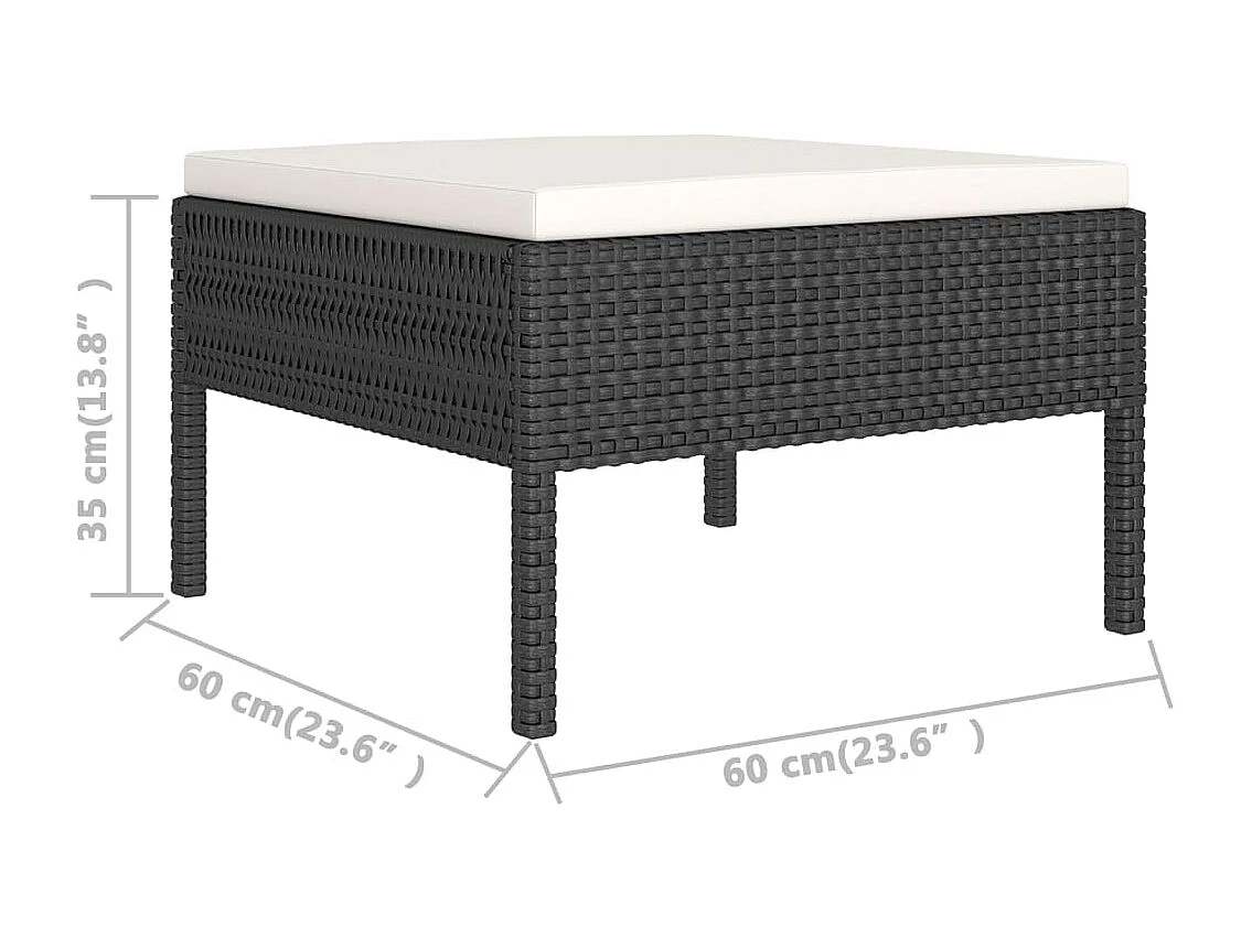 9-tlg. Garten-Lounge-Set mit Auflagen Poly Rattan Schwarz