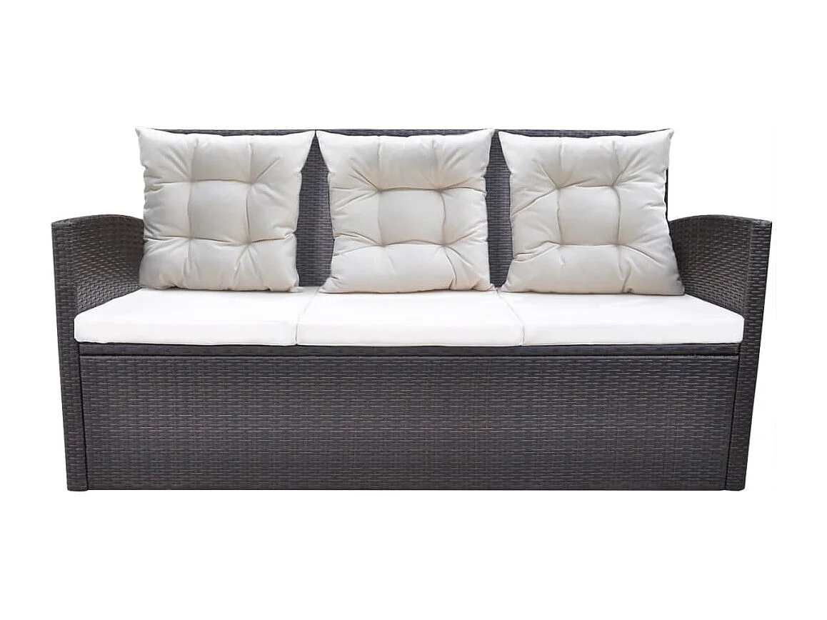 6-delige Tuinset met kussens poly rattan bruin