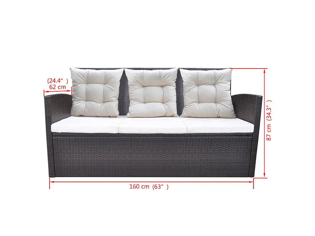 6-tlg. Garten-Essgruppe mit Kissen Poly Rattan Braun