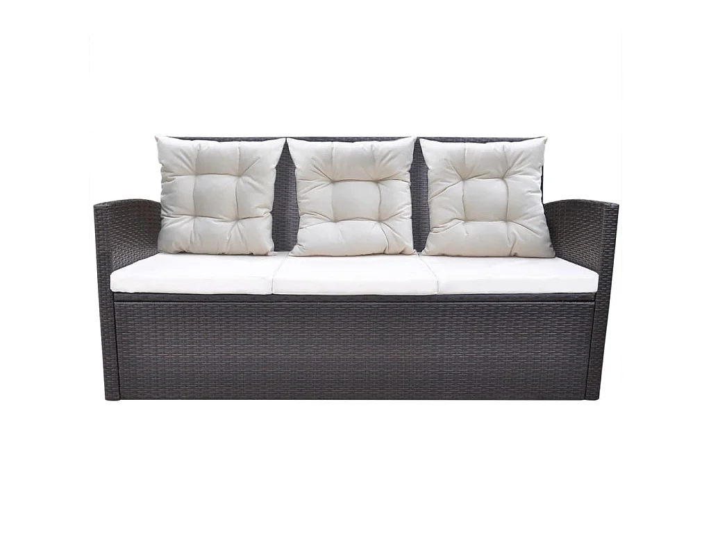 6-tlg. Garten-Essgruppe mit Kissen Poly Rattan Braun