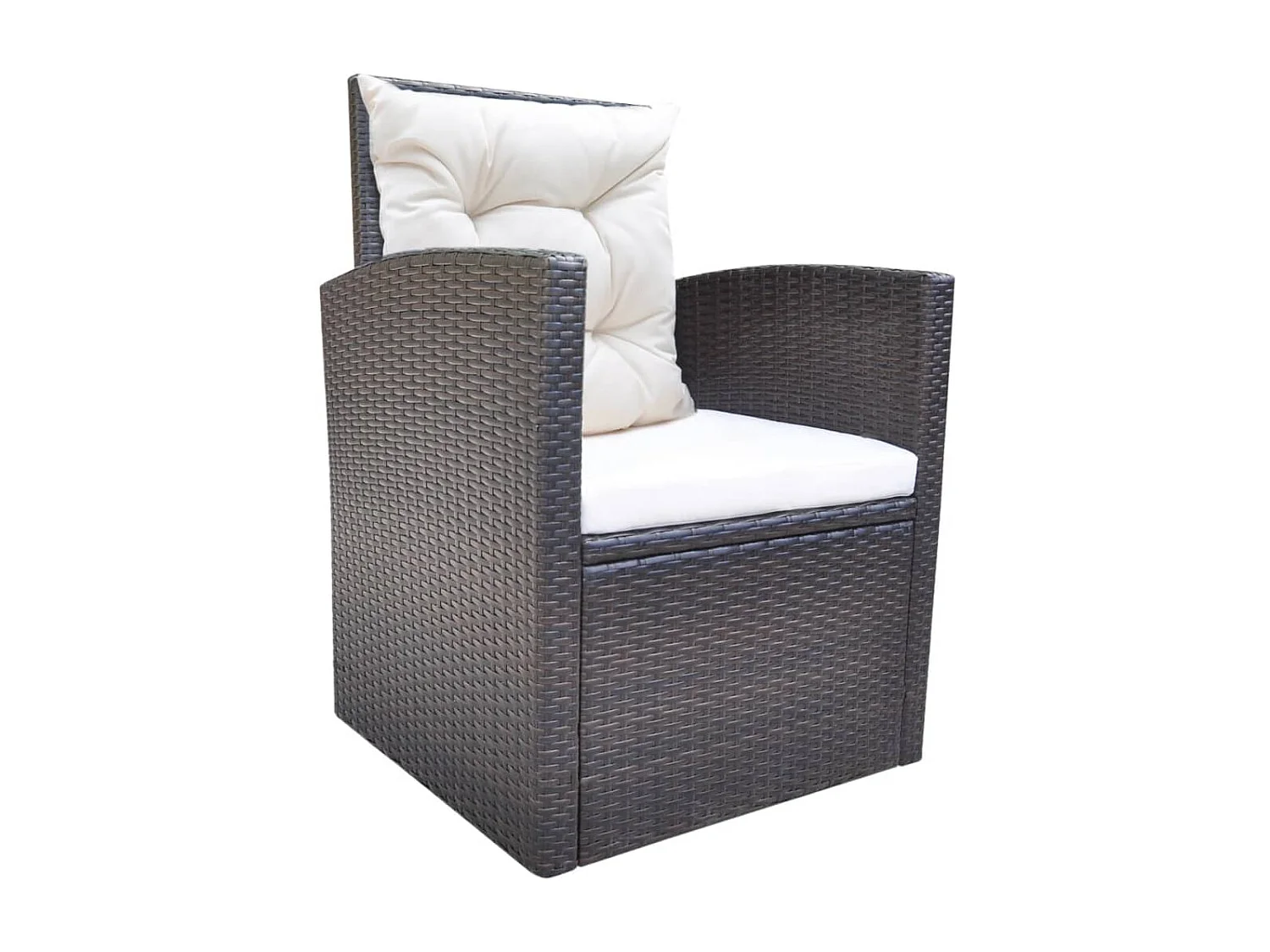 6-tlg. Garten-Essgruppe mit Kissen Poly Rattan Braun