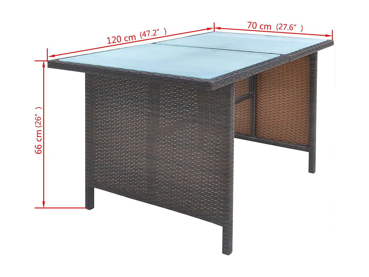 6-tlg. Garten-Essgruppe mit Kissen Poly Rattan Braun