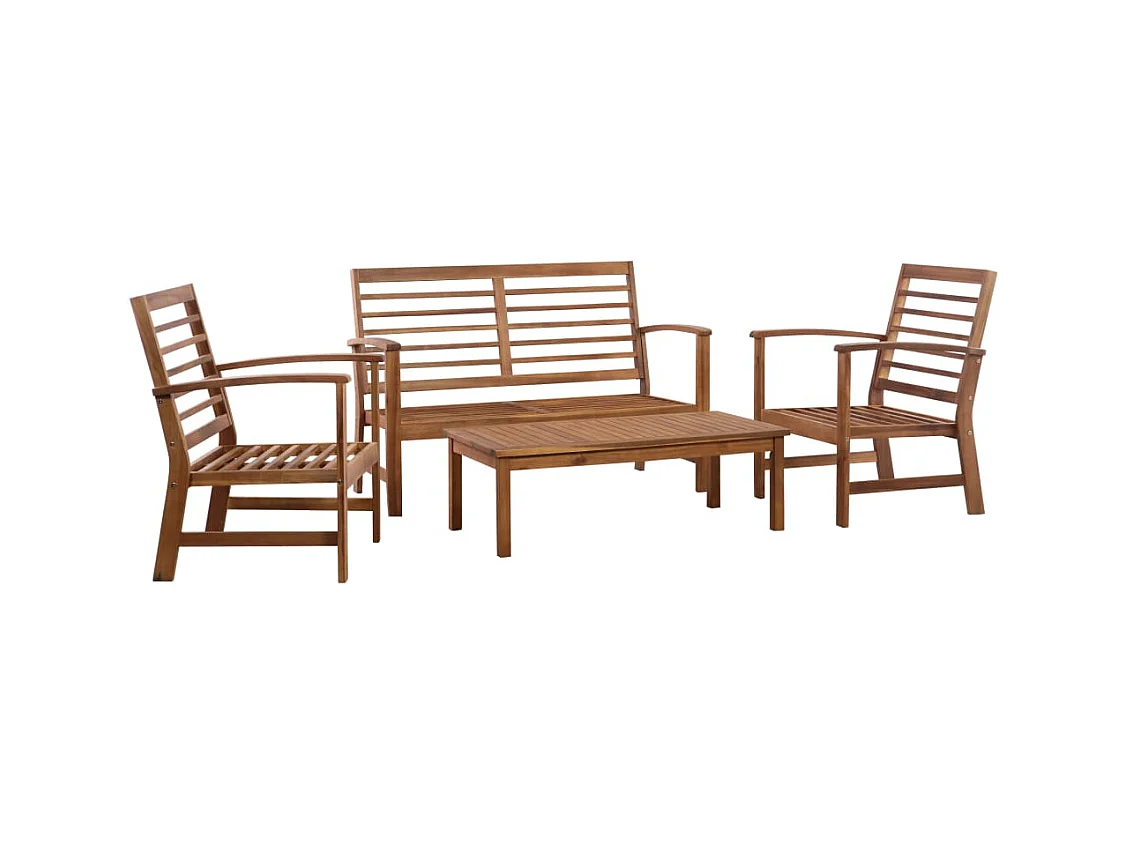 4-delige Loungeset massief acaciahout