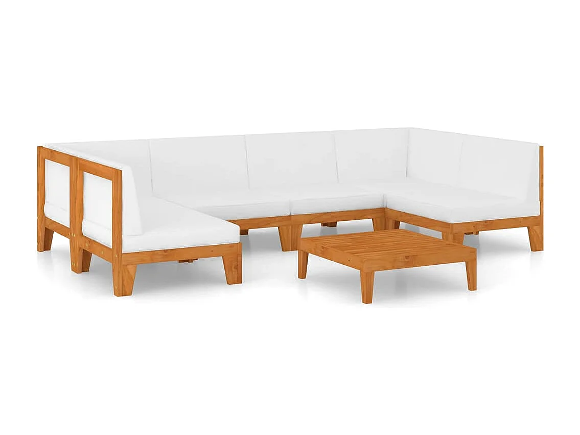 7-tlg. Garten-Lounge-Set mit Kissen Massivholz Akazie