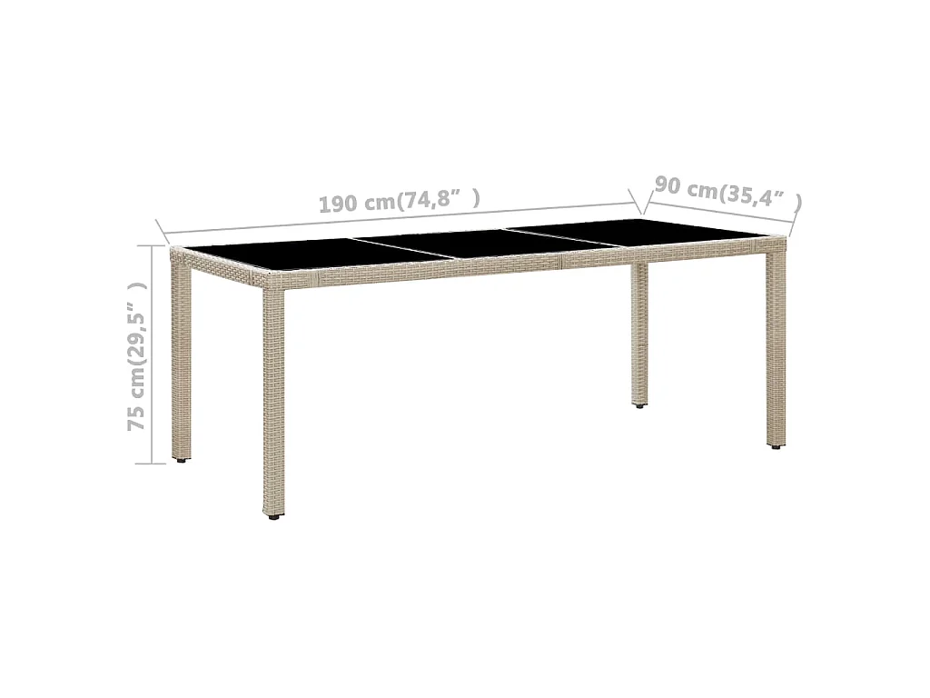 9 pcs conjunto jantar exterior com almofadões vime PE bege