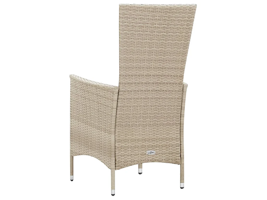 9 pcs conjunto jantar exterior com almofadões vime PE bege