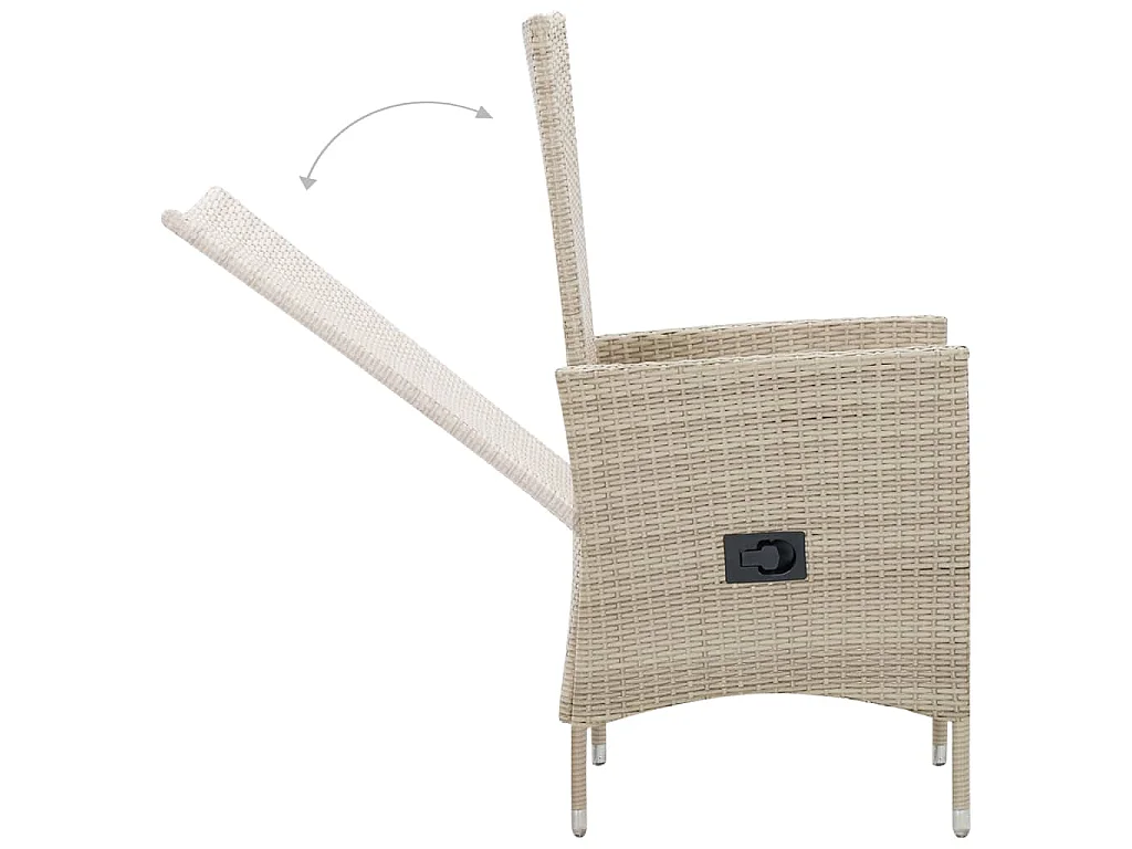 9 pcs conjunto jantar exterior com almofadões vime PE bege