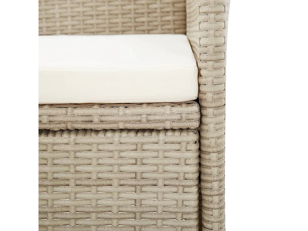 9 pcs conjunto jantar exterior com almofadões vime PE bege