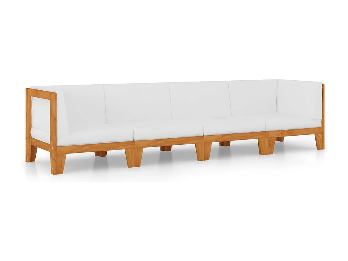 4 pcs conjunto lounge de jardim c/ almofadões acácia maciça