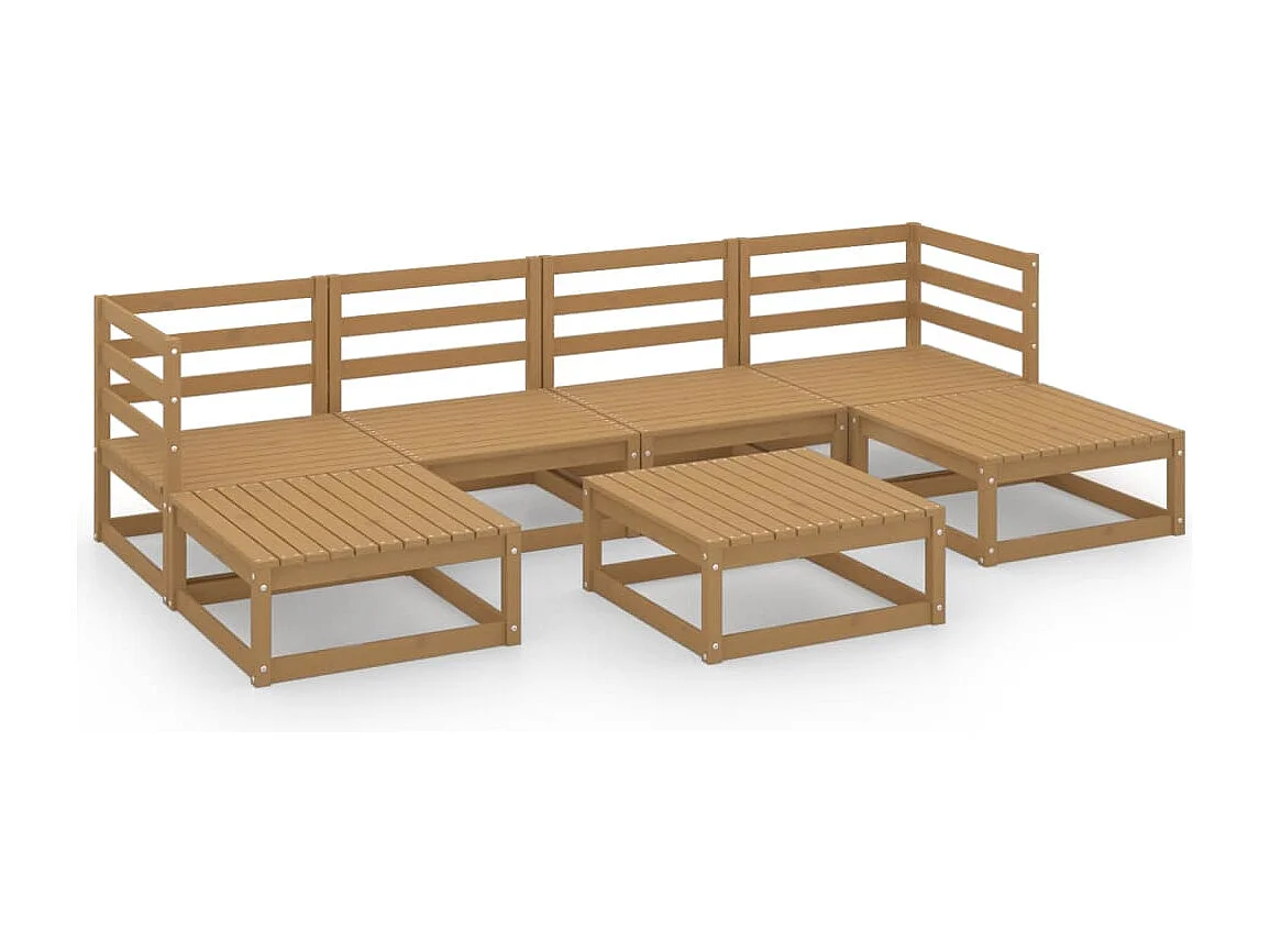Salon de jardin 7 pcs bois de pin massif