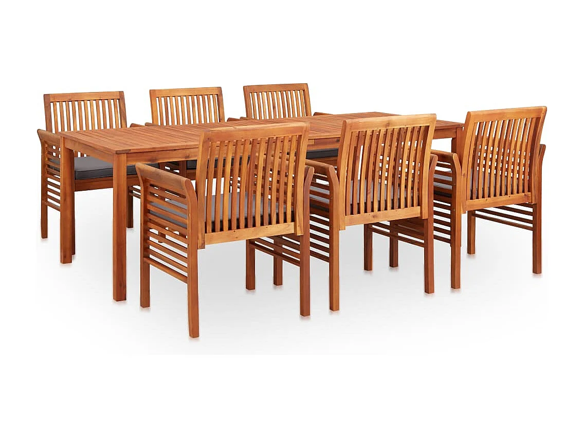 7-tlg. Garten-Essgruppe mit Auflagen Massivholz Akazie