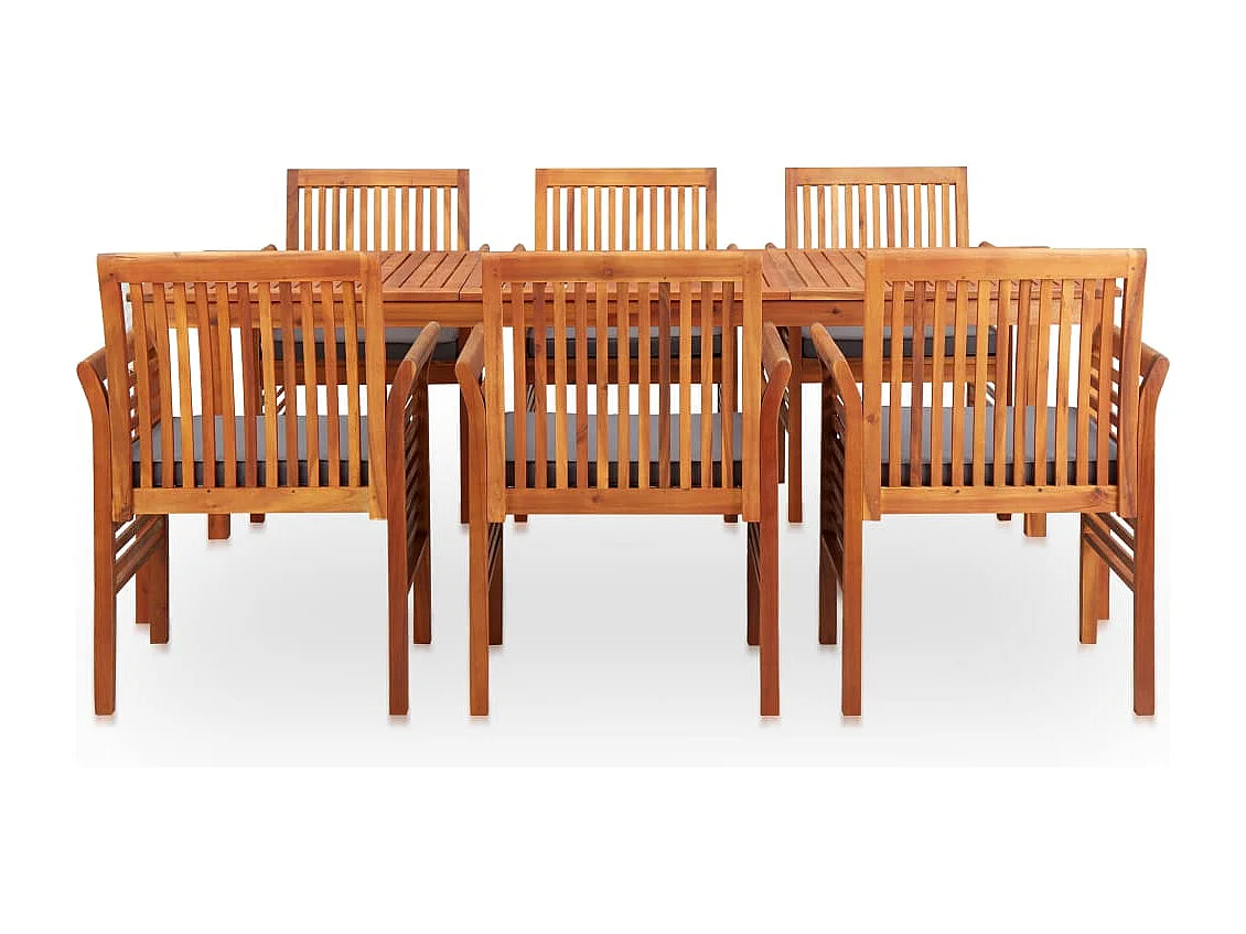 7-tlg. Garten-Essgruppe mit Auflagen Massivholz Akazie