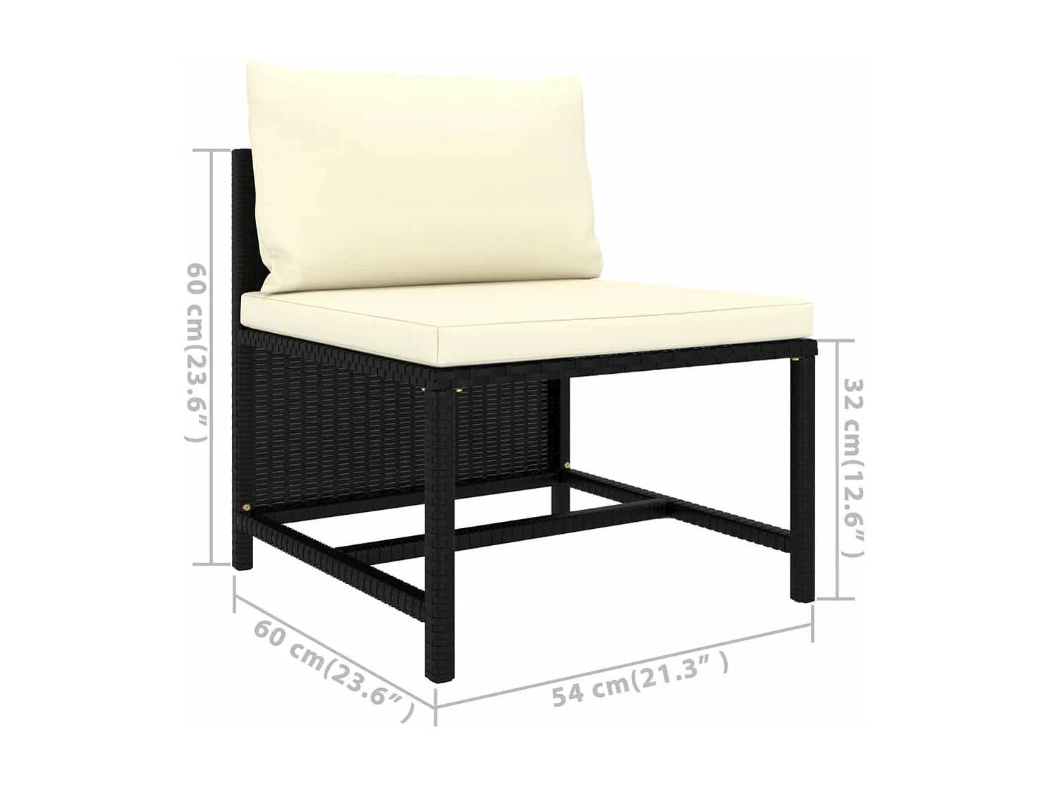 7-tlg. Garten-Lounge-Set mit Kissen Poly Rattan Schwarz